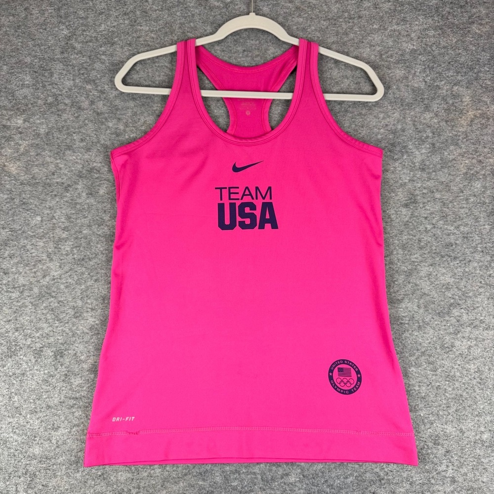 Nike Dri Fit Team USA Logo Tank Olympic Pink Womens Large L *